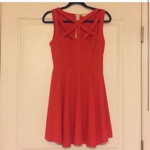 CrissCross Neckline Hot Red Dress Small